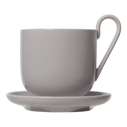 Šalčka za kavo s krožnikom RO, set 2 kosov, 290 ml, siva, Blomus
