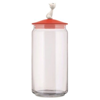 Kozarec za mačjo hrano MIOJAR, 1,5 l, rdeča, steklo, Alessi