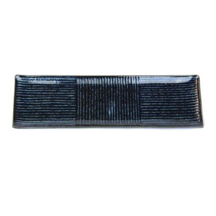 Sushi krožnik LINES, 33 x 10 cm, temno modre barve, MIJ