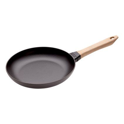 Ponev za cvrtje, 26 cm, lesen ročaj, lito železo, Staub