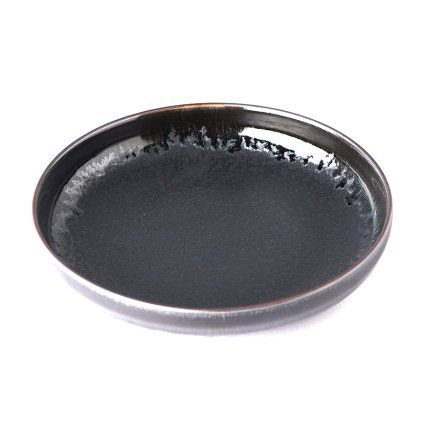 Desertni krožnik MATT BLACK, 22 cm, visok rob, MIJ