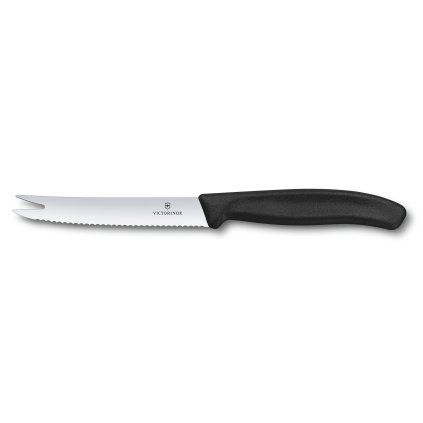 Nož za sir in klobase, 11 cm, črn, Victorinox