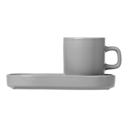Šalica za espresso s krožničkom PILAR, set 2 kosov, svetlo siva, Blomus