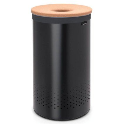 Koš za perilo, 60 l, s plutastim pokrovom, črna, Brabantia