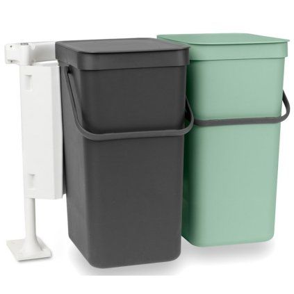 Vgradni koš za smeti SORT & GO, 2 x 16 l, sivo/zelena, Brabantia