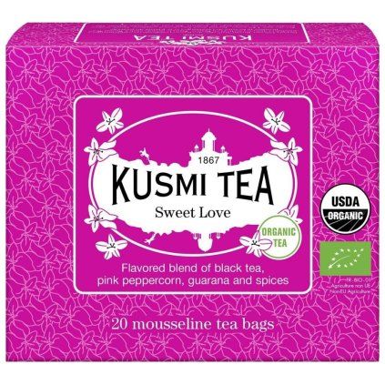 Črni čaj SWEET LOVE, 20 muslin čajnih vrečk, Kusmi Tea