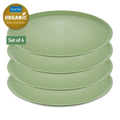Plastičen krožnik CONNECT, set 4 kosov, 25,5 cm, naravno zeleno listje, Koziol