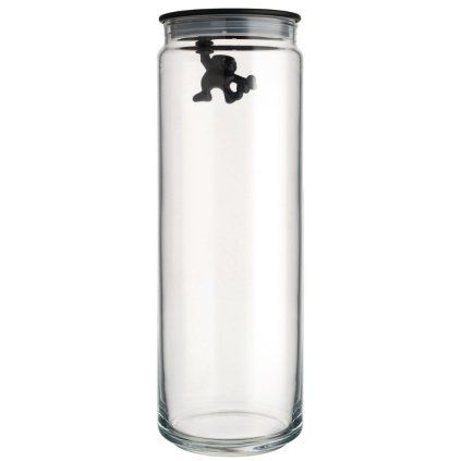 Kuhinjski kozarec za shranjevanje GIANNI, 2 l, črn pokrov, steklo, Alessi