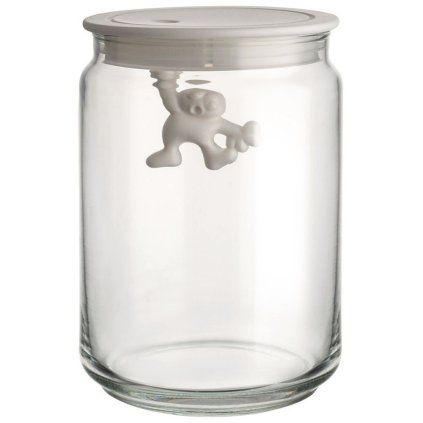 Kuhinjski kozarec za shranjevanje GIANNI, 900 ml, bel pokrov, steklo, Alessi