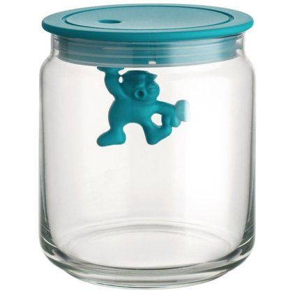 Kuhinjski kozarec za shranjevanje GIANNI, 750 ml, moder pokrov, steklo, Alessi