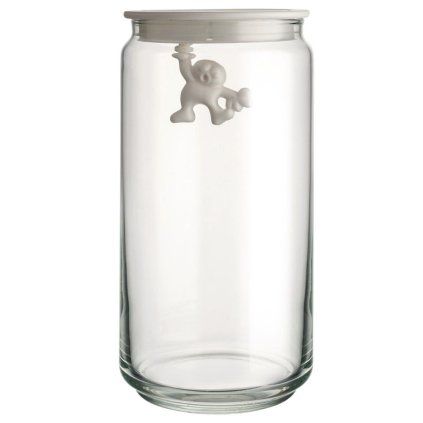 Kuhinjski kozarec za shranjevanje GIANNI, 1,4 l, bel pokrov, steklo, Alessi