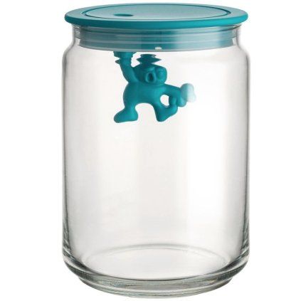 Kuhinjski kozarec za shranjevanje GIANNI, 900 ml, moder pokrov, steklo, Alessi