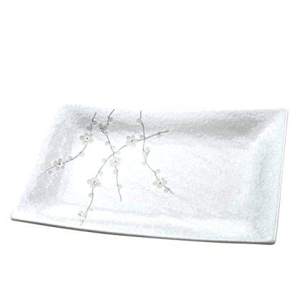 Servirni krožnik WHITE BLOSSOM, 33 x 19 cm, MIJ
