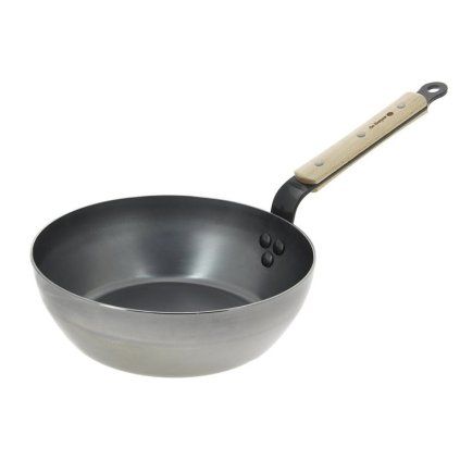 Ponev za praženje MINERAL B BOIS 24 cm, lesen ročaj, de Buyer