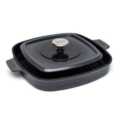 Ponev za žar IRON IND, 28 cm, s pokrovom, siva, WOLL