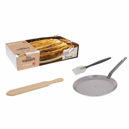 Ponev za palačinke MINERAL B, 26 cm, z zajemalko in čopičem, de Buyer