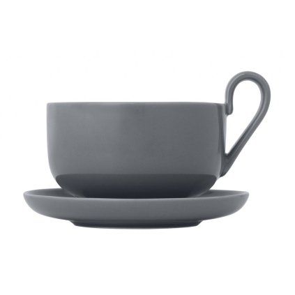 Skodelica za čaj s krožnikom RO, set 2 kosov, 230 ml, siva, Blomus
