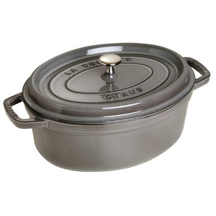 Casserole kozica V, 8 l, ovalna, grafitno siva, iz litega železa, Staub