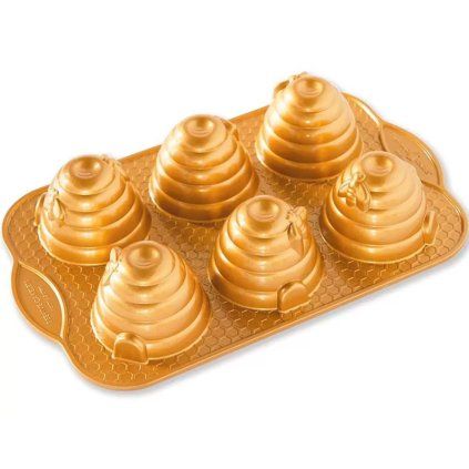 Pekač za mafine BEEHIVE, za 6 mini kolačkov, zlato Nordic Ware