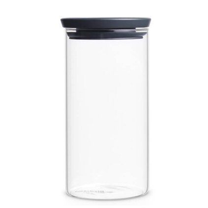 Kuhinjski kozarec za shranjevanje, 1,1 l, s sivim pokrovom, steklo, Brabantia