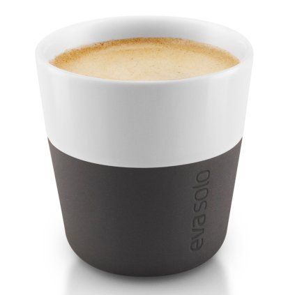 Lonček za espresso, 80 ml, set 2 kosov, s silikonskim pokrovom, karbonsko črna, Eva Solo