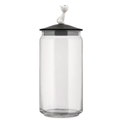 Kozarec za mačjo hrano MIOJAR, 1,5 l, črna, steklo, Alessi