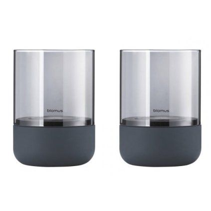 Svečnik za čajne svečke CALMA 9 cm, set 2 kosov, dim, beton, Blomus