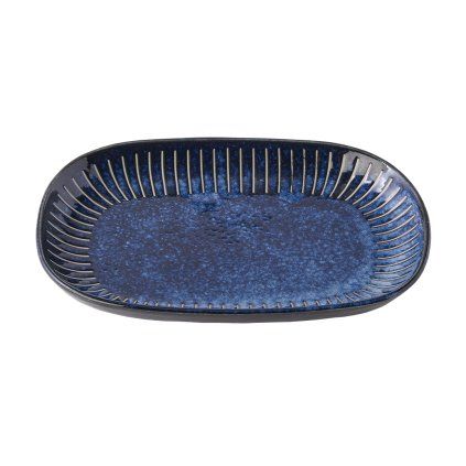 Servirni krožnik RIDGED INDIGO, 19 x 13 cm, MIJ