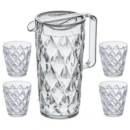 Vrč in kozarci za vodo CRYSTAL, v setu, 4 kosi, 250 ml/ 1,6 l, Koziol