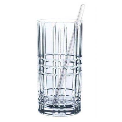 Kozarci za dolgo pijačo, s slamicami v setu TASTES GOOD, 4 x 445 ml, Nachtmann
