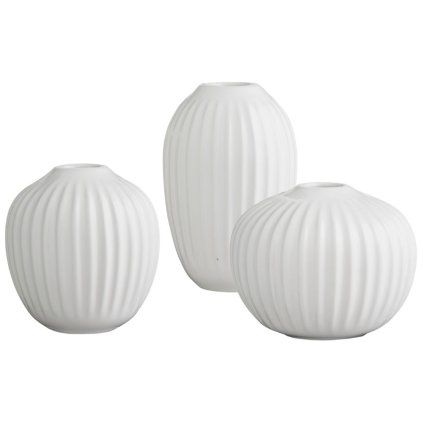 Mini vaza HAMMERSHOI, set 3 kosov, bela, Kähler