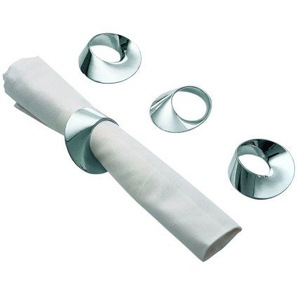 Obroč za prtičke SWIRL, set 4 kosov, srebrn, Philippi