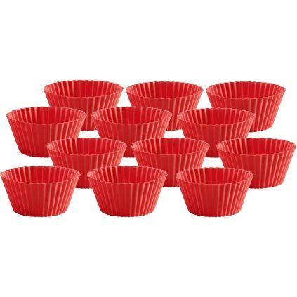 Enojni model za mafine, set 12 kosov, 75 ml, silikonska, rdeča, Lékué