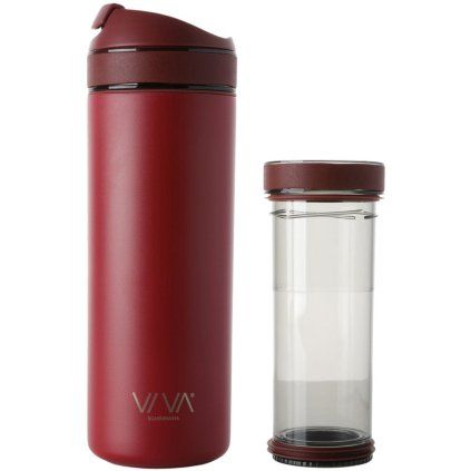 Potovalni lonček RECHARGE ANYTIME, 460 ml, z infuzorjem za čaj, malina, Viva Scandinavia