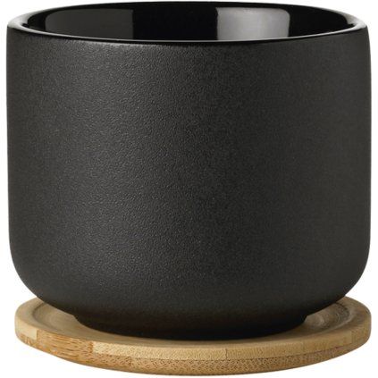 Šalica s podstavkom THEO, 200 ml, črna, Stelton