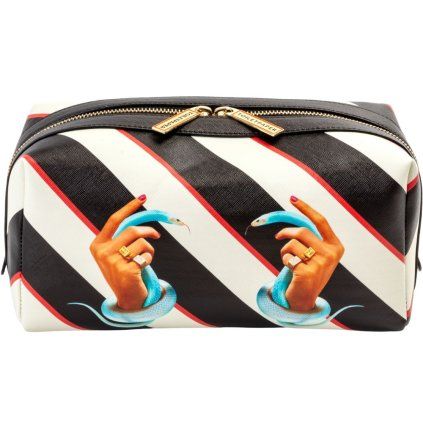 Kozmetična torba TOILETPAPER HAND WITH SNAKES, 25,5 x 12 cm, črtasto, Seletti