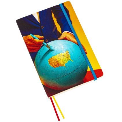 Beležnica TOILETPAPER GLOBE, 21 x 14 cm, modra, Seletti