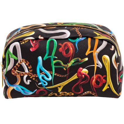 Kozmetična torbica TOILETPAPER SNAKES, 23 x 13 cm, črna, Seletti