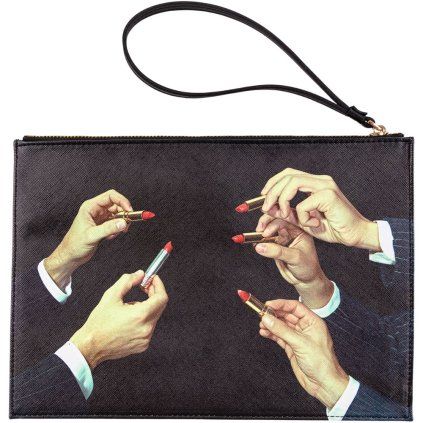 Toaletni žepek TOILETPAPER LIPSTICKS, 28 x 20 cm, črna, Seletti