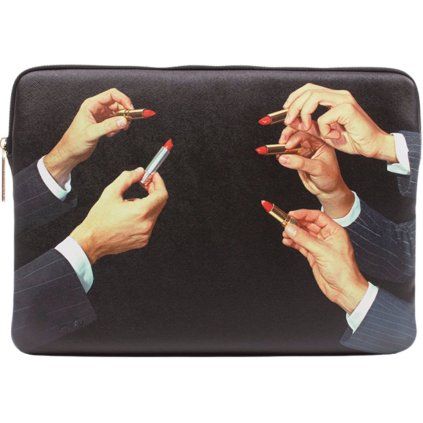 Ovitek za laptop TOILETPAPER LIPSTICKS, 34,5 x 25 cm, črna, Seletti