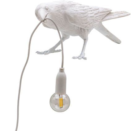 Namizna svetilka BIRD PLAYING, 33 cm, bela, Seletti