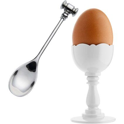 Skodelica za jajce z žlico DRESSED, 16 cm, bela, Alessi