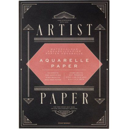 Risalni blok akvarel ARTIST PAPER, A4, 15 kos, Printworks