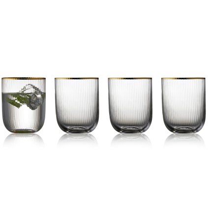 Kozarec za vodo PALERMO GOLD, set 4 kosov, 350 ml, Lyngby Glas