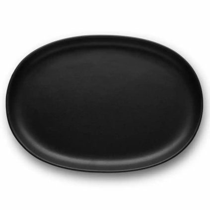 Jedilni krožnik NORDIC KITCHEN 26 cm, oval, črna, kamnita posoda, Eva Trio