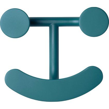 Stenski obešalnik za plašče HAPPY, 15 cm, turkizna, jeklo, Fritz Hansen