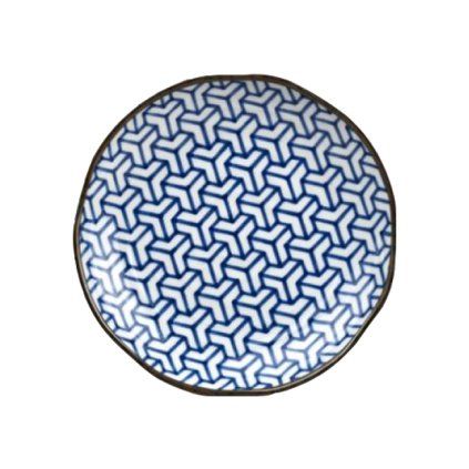 Plitev krožnik HERRINGBONE INDIGO IKAT, 23 cm, modre barve, MIJ