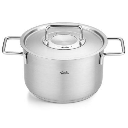 Visoka casserole kozica PURE 20 cm, z nerjavečim pokrovom za lonec, srebrna, nerjaveče jeklo, Fissler
