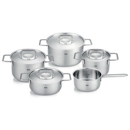 Set posode PURE, nerjaveči pokrovi za lonce, set 5 kosov, srebrna, nerjaveče jeklo, Fissler