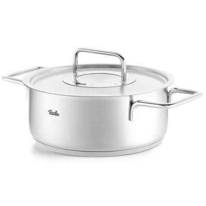 Nizka casserole kozica PURE 24 cm, z nerjavečim pokrovom za lonec, srebrna, nerjaveče jeklo, Fissler